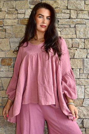 Suri Cushion Cotton Artist Smock Indian Pink 